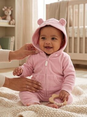 Carter's Light Pink Hooded Baby Fleece Zip-up with Bear Ears
